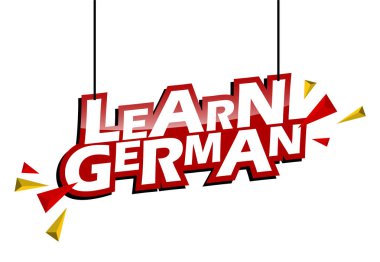 Kırmızı ve sarı etiket Almanca öğrenin