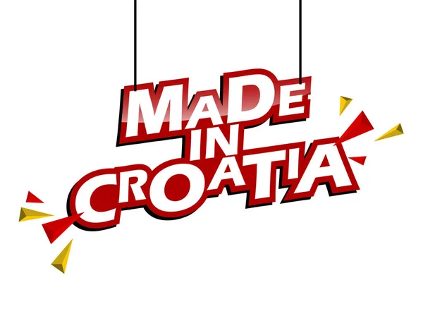 Étiquette Rouge Jaune Fabriqué Croatie — Image vectorielle