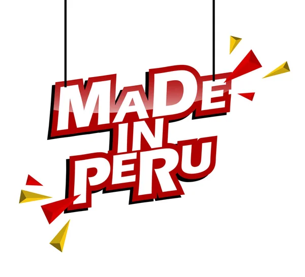 Étiquette Rouge Jaune Fabriquée Pérou — Image vectorielle