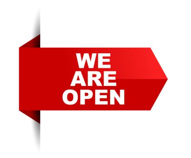 Biz açıktır kırmızı vektör afiş