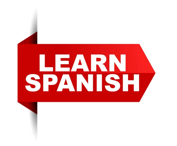 Червоний Векторний Банер Вчити Іспанську — стоковий вектор