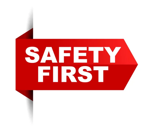 Red Vector Banner Safety First — Stock Vector