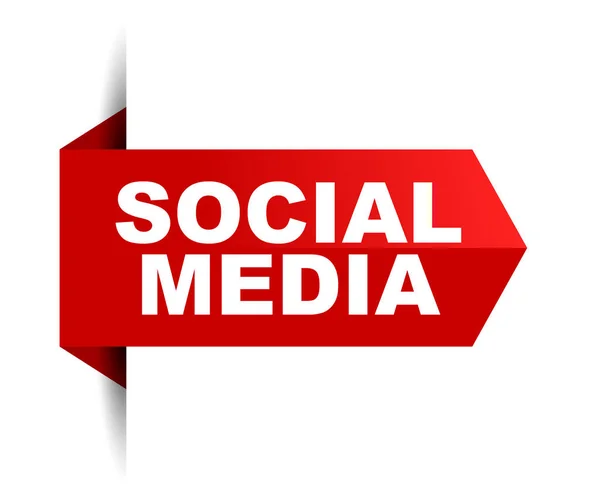 Červený Vektor Nápis Sociální Média — Stockový vektor