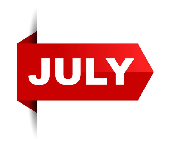 Rotes Vektorbanner Juli — Stockvektor
