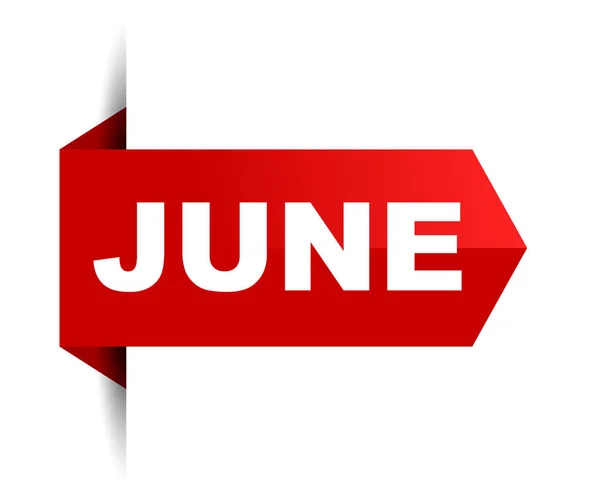 Rotes Vektorbanner Juni — Stockvektor