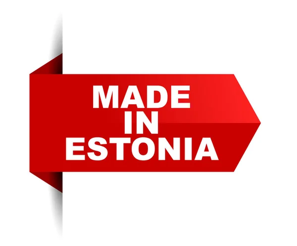 Bannière Vectorielle Rouge Fabriquée Estonie — Image vectorielle