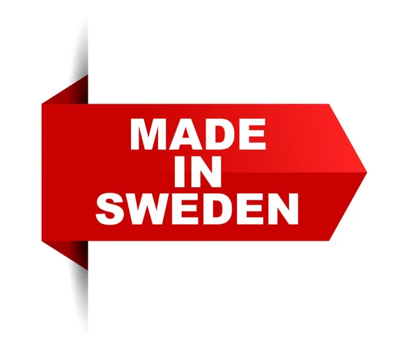 Червоний Векторний Банер Зроблені Швеції — стоковий вектор
