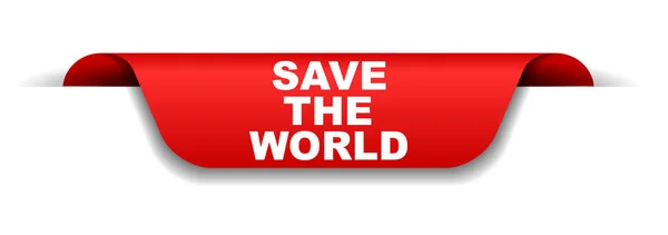 ベクトル赤いバナーが世界を救う — ストックベクタ