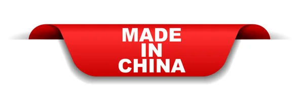 Червоний Банер Зроблені Китаї — стоковий вектор