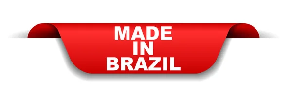 Bannière Rouge Fabriquée Brésil — Image vectorielle