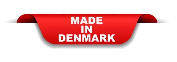 Bannière Rouge Vectorielle Fabriquée Danemark — Image vectorielle