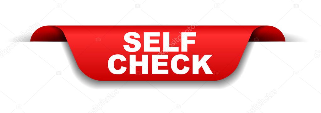 vector red banner self check