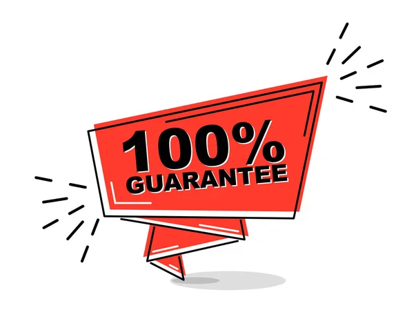 Red Flat Line Banner 100 Guarantee — Stock Vector