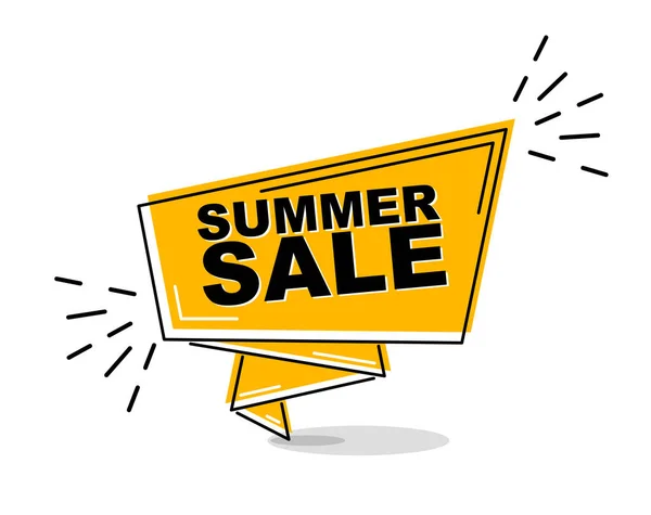 Yellow Flat Line Banner Summer Sale — Stock Vector