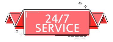 Kırmızı düz çizgi afiş 24/7 hizmet