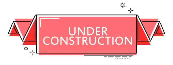 Red Flat Line Banner Construction — Stock Vector