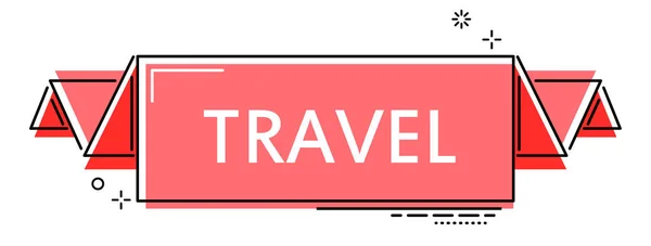 Red Flat Line Banner Travel — Stock Vector