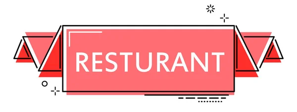 Червона Плоска Лінія Банер Ресторан — стоковий вектор
