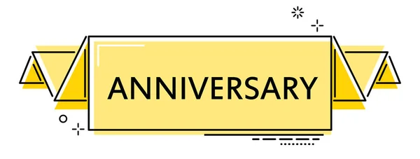 黄色のフラット ライン バナー周年記念 — ストックベクタ