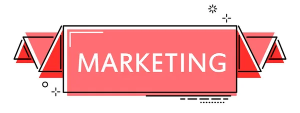 Marketing Banner Linha Plana Vermelho — Vetor de Stock