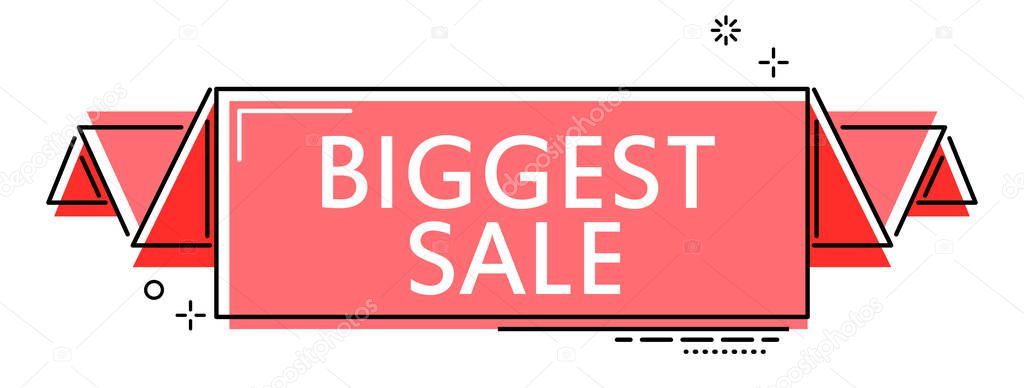 red flat line banner biggest sale