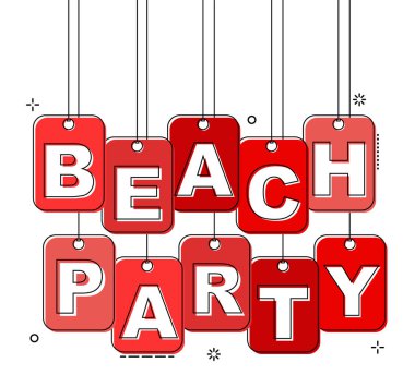 Kırmızı düz çizgi etiketi plaj partisi