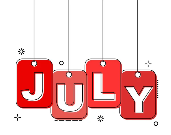Kırmızı düz çizgi etiketi Temmuz — Stok Vektör