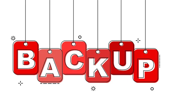 Linha plana vermelha tag backup — Vetor de Stock