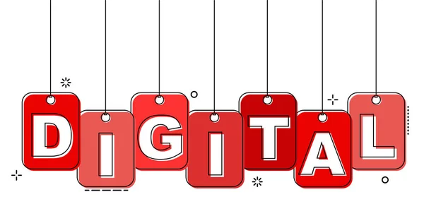 Etiqueta de línea plana roja digital — Vector de stock