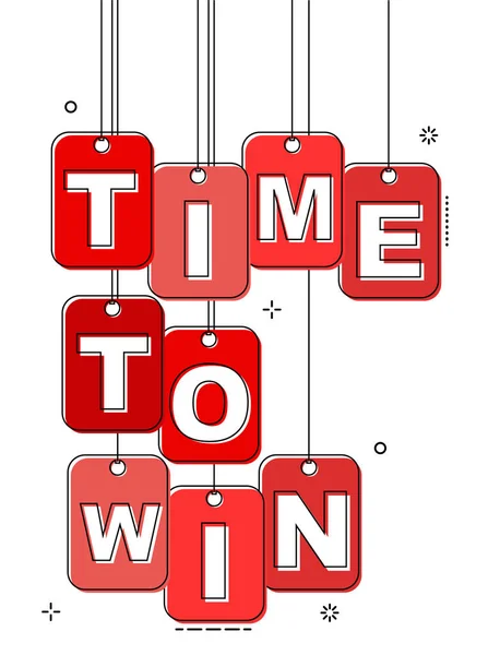 Red flat line tag time to win — Stock Vector