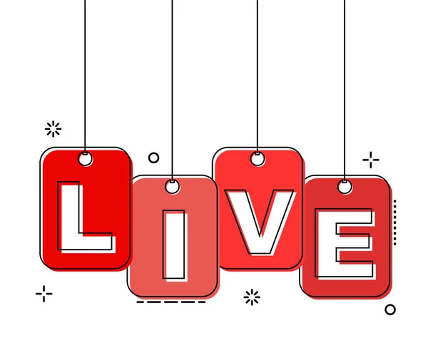 Rode platte lijn Label live — Stockvector