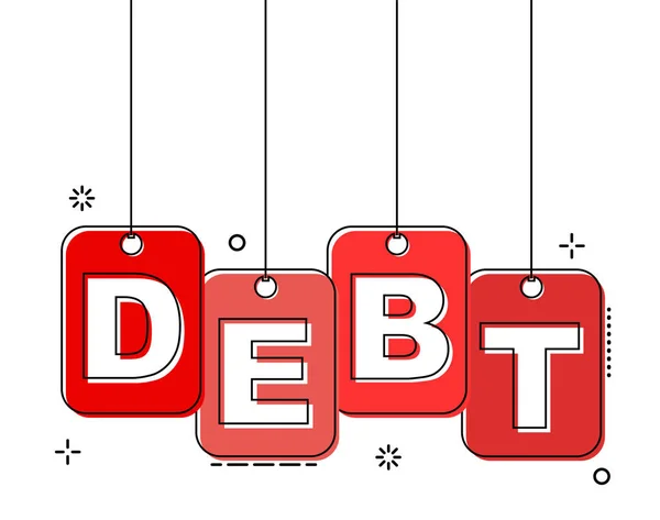 Red flat line tag debt — Stock Vector