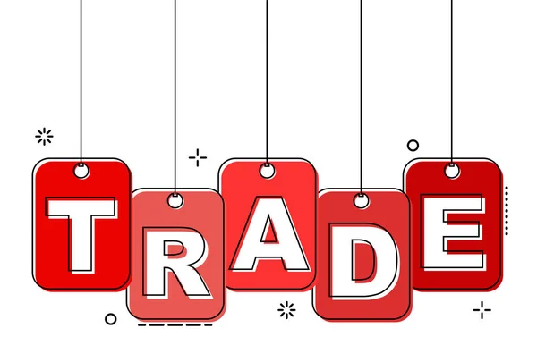 Linea piatta rossa tag trade — Vettoriale Stock