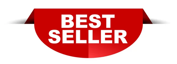 Vetor vermelho redondo banner best seller —  Vetores de Stock