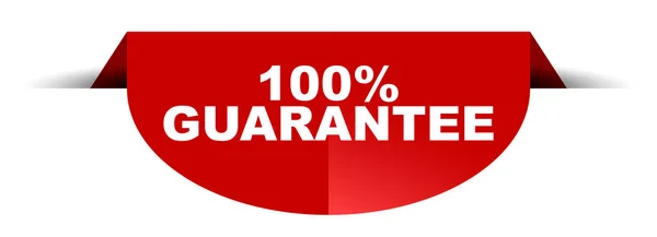 Red vector round banner 100% guarantee — Stock Vector