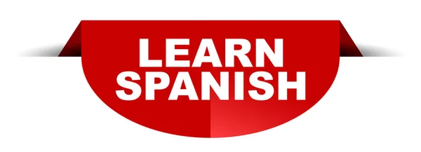 Rosso vettore banner rotondo imparare lo spagnolo — Vettoriale Stock