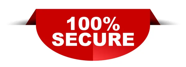 Rode vector ronde banner 100% veilig — Stockvector