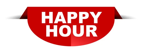 Bannière ronde vectorielle rouge happy hour — Image vectorielle