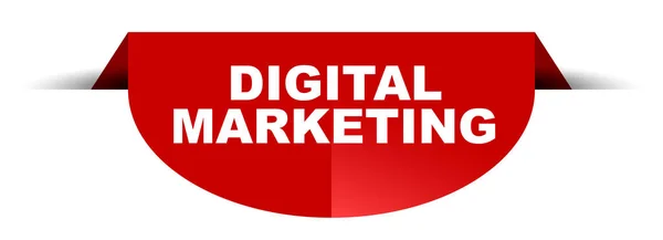 Vector rojo banner redondo marketing digital — Vector de stock