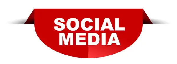 Banner rotondo vettore rosso social media — Vettoriale Stock