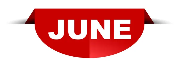 Roter Vektor rundes Banner Juni — Stockvektor