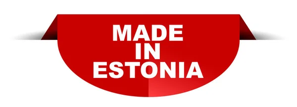 Bannière ronde vectorielle rouge fabriquée en Estonie — Image vectorielle