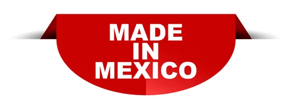 Bannière ronde vectorielle rouge fabriquée au Mexique — Image vectorielle