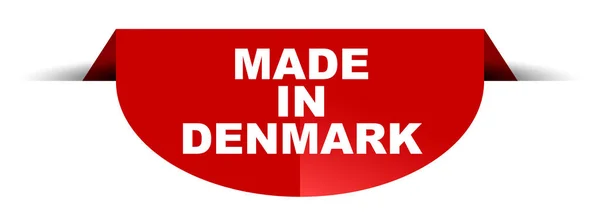 Banner rotund vectorial roșu realizat în denmark — Vector de stoc