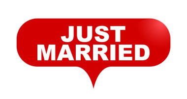 Kırmızı vektör kabarcık afiş yeni evli