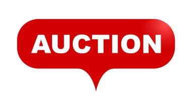 Kırmızı vektör kabarcık afiş açık artırma