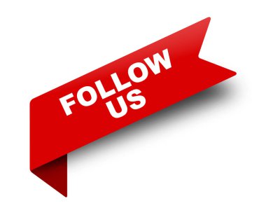 Kırmızı vektör afiş şerit bizi takip edin