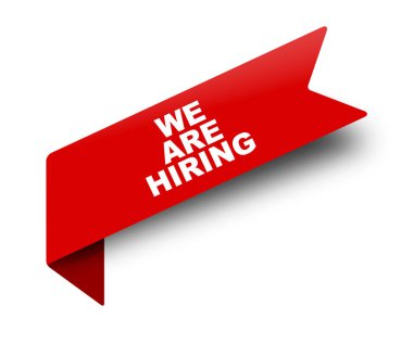 Biz işe olup kırmızı vektör afiş şerit