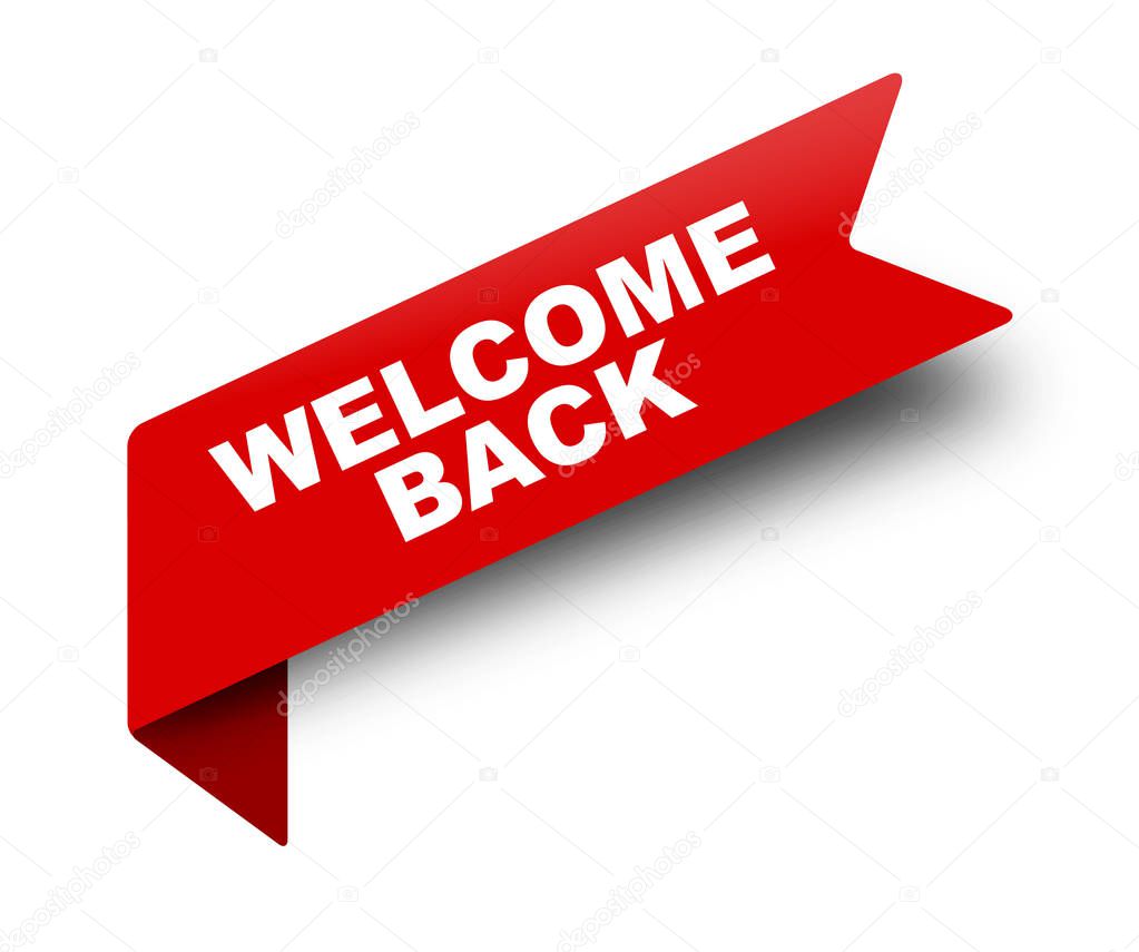 red vector banner ribbon welcome back