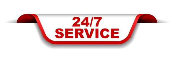 Rött och vitt banner 24/7 service — Stock vektor
